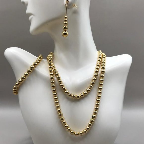 Gold-Tone Bead Necklace, Bracelet and Earring Set - Picture 3 of 10